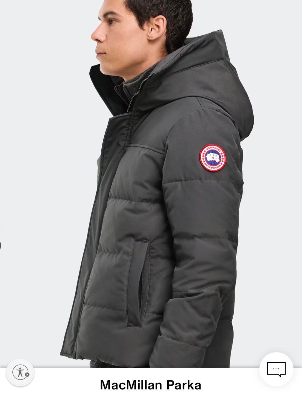 Canada Goose Men's Dark Gray Hooded Puffer Jacket